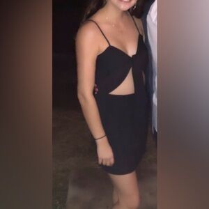 Black Tie Front Mini Dress